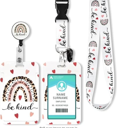 Travel Cords - Pashouder Set Regenboog Be Kind 4-delig 4 in 1 set - pashouder - keycord - badgehouder - telefooncord - stevig - werk - school