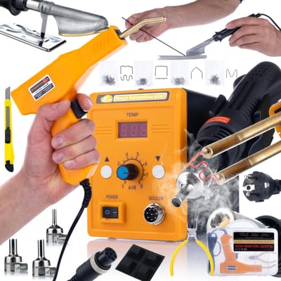 Rosfix Soldeerstation Hot-Air 858D Set - 700W 100–500°C - Soldeerbout - Nietpistool 200 Nietjes