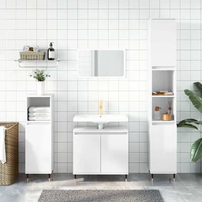 vidaXL - Badkamerkast - 58x33x60 - cm - bewerkt - hout - hoogglans - wit
