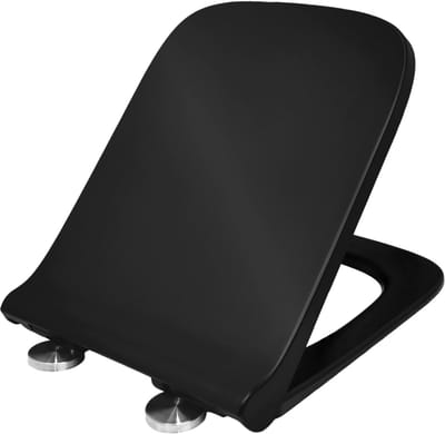 LAVITA LAGO BLACK - Soft-Close Toiletbril - Zwart Design - Antibacterieel - Luxe Toiletzitting Met Deksel - Duroplast