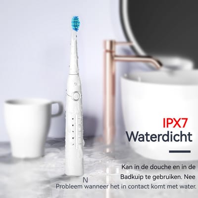 SEAGO Elektrische Tandenborstel - Wit - Reisetui - Wittere tanden - 8 Opzet-borstels -5 poetsmodi-Timer