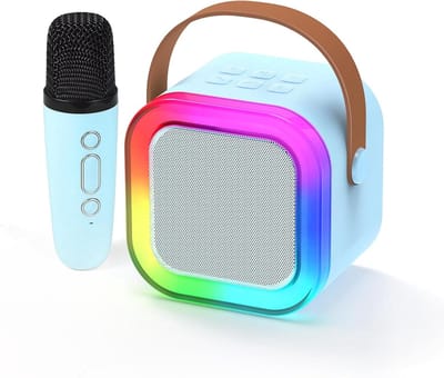 Karaoke Machine - Draagbare Speaker - Muziek en Zang - Met 2 Microfoons - Compact Formaat - Blauw