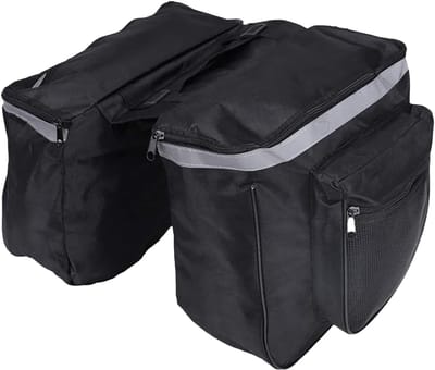 Fietstassen dubbel-fietstassen-fietstas enkel-fietstassen electrische fietsen-Fietstassendrager - 2L Waterdichte Dubbele Rugtas - Met Ritsvak - Zwart - 30x26x11cm