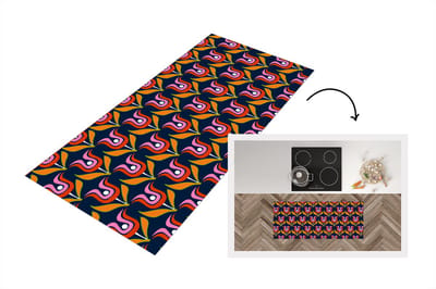 Keukenloper 120x50 cm - Keukenmat vinyl Retro - Tulp - Abstract - Design - Keukenmatten loper - Keuken vloerkleed tapijt