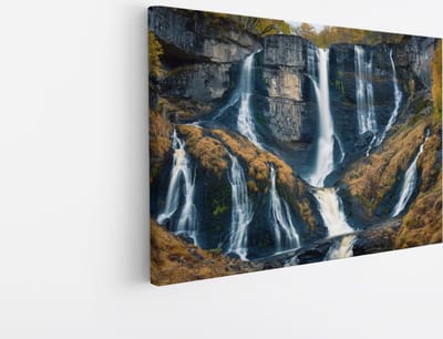 Saammp Canvas Schilderij - Kleine Waterval - Natuur - Landschap - 45x30 - Foto op canvas - Wanddecoratie - Muurdecoratie Woonkamer - Slaapkamer decoratie - Canvas Print