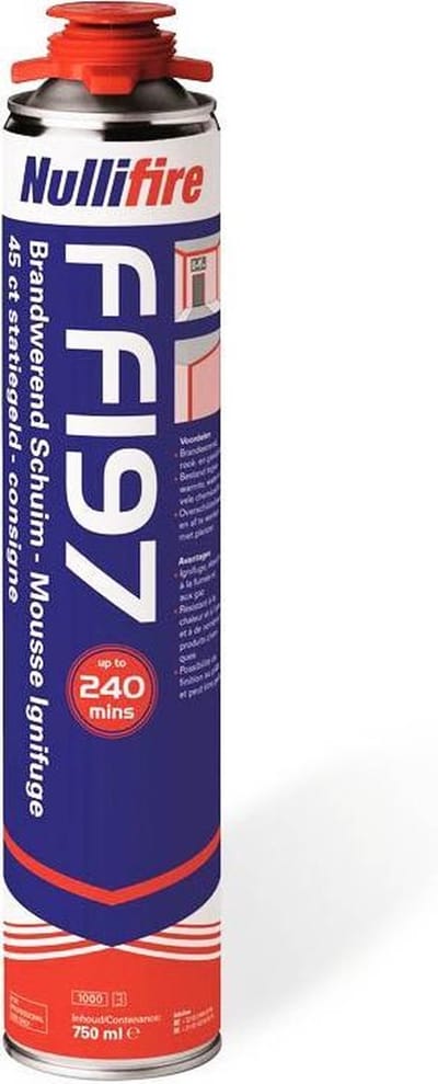 Nullifire FF197 Brandwerend Purschuim – 750ml – PU Schuim voor Bouw & Isolatie – Brandvertragend Isolatieschuim – Professionele Kwaliteit Pur voor Afdichten & Opvullen