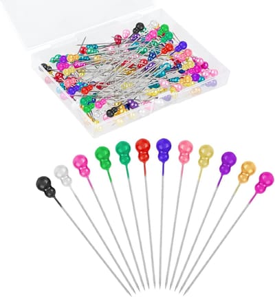 120 stuks spelden met kop, 55 mm kleurrijke glazen kopspelden, roestvrijstalen steeknaalden, glazen kopspelden, naaipinnen voor knutselen, naaien, zomen, handwerk, sieraden, componenten