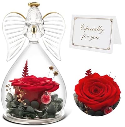 Eeuwige Roos en Engel Figuur - Perfect Cadeau voor Vrouwen, Moeder, Oma voor Verjaardag, Valentijnsdag, Moederdag en Kerstmis