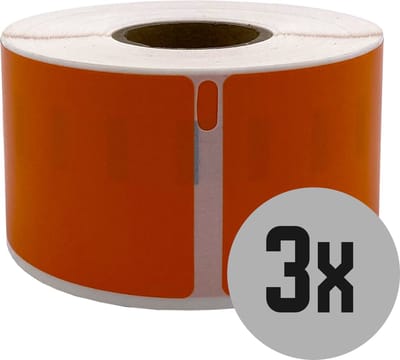 DULA Dymo kompatible Etiketten, S0722400 99012, 36 x 89 mm, Orange, Permanent, 3 Rollen, 260 Etiketten pro Rolle
