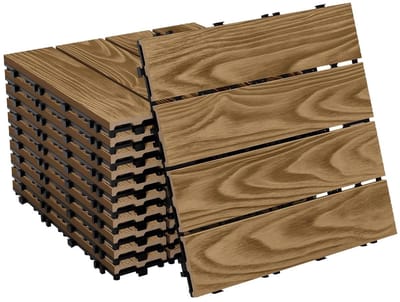 WPC Terrastegels - Balkontegels Vlonderplaten - Buitenruimte Verfraaien - Slim Kliksysteem - 30 x 30 cm 55 Stuks - Teak