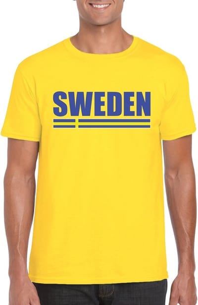 Geel Zweden supporter t-shirt voor heren - Zweedse vlag shirts S