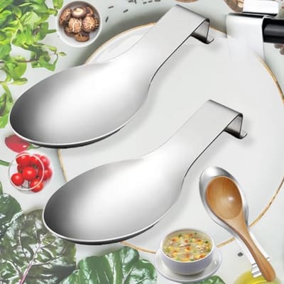 RVS Lepelsteun Set van 2 - Roestvrijstalen Lepelhouder voor Keuken - Vaatwasmachinebestendig