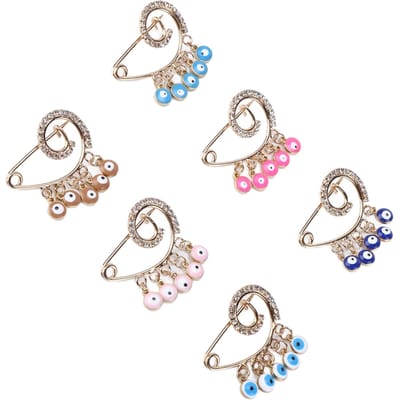 6 stuks Brochespelden Vorm Boze Oog Meerkleurig Decoratief Kledingdecoratie Accessoires beige