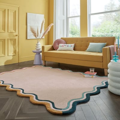 Flycarpets Leo Scallop Modern Laagpolig - 100% Wol - Schelpvormige Rand Vloerkleed - Multi - 120x170 cm
