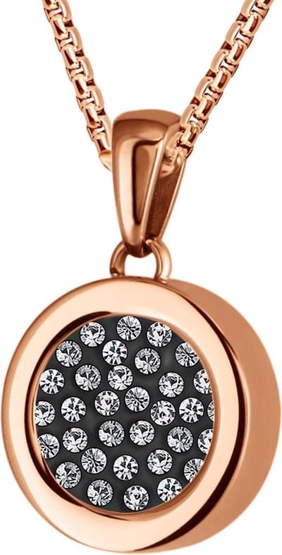 Quiges 12mm Mini Munt Hanger Rosékleurig RVS Glans met Zirkonia Munt en Box Ketting Ankerketting 42-46cm