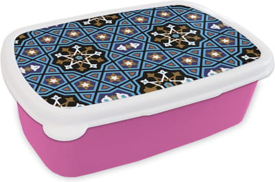 Broodtrommel Roze - Lunchbox - Brooddoos - Mozaïek - Azië - Patronen - 18x12x6 cm - Kinderen - Meisje
