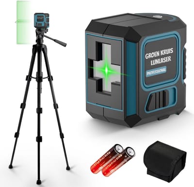 Ploutos® Kruislijnlaser met statief - Zelfnivellerende Kruislijnlaser- Automatische Zelfnivellerende Lijnlaser - Groen - 43cm x 10cm x 40cm