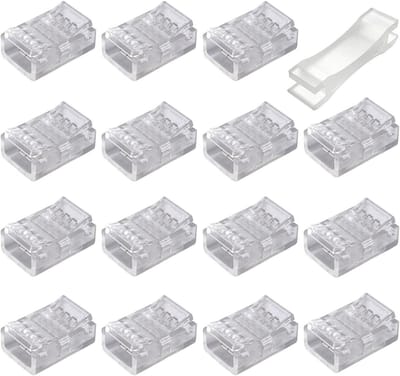 Pack van 15 LED Strip Connectors - 4 Pin 10 mm, Snelle Aansluiting, Geen Strippen Nodig voor RGB en SMD LED Strips