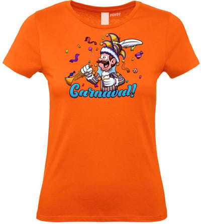 Dames T-shirt Carnavalluh | Carnaval | Carnavalskleding Dames Heren | Oranje | maat XS