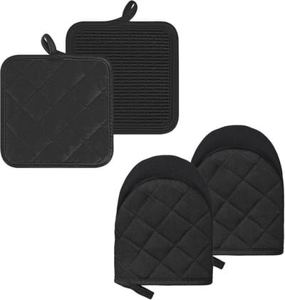 Hittebestendige siliconen ovenwanten en pannenlappen set - 4 stuks voor bakken en grillen