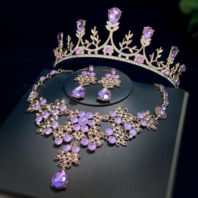 Kroon van de bruid Ketting Oorbellen Oornaalden Driedelige Set Verpakking Accessoireset voor de bruid