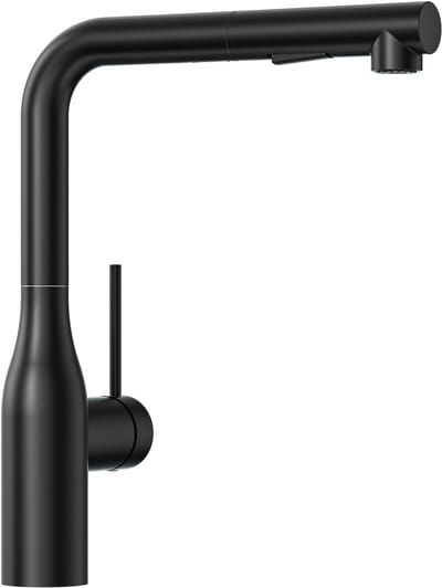 CecipaCecipa Max Uittrekbare Keukenkraan Zwart - Vaas-L-Vorm - RVS - 2 Straalstanden - 40 cm Uittrekbereik - 360° Draaibaar