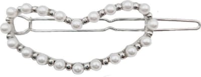 Haarsoires Haarspeld Haarclip 5cm - Hart - Parel - Wit Zilver - Hair Clip - Decoratieve Haaraccessoire