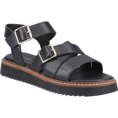 Hush Puppies Cady Leren Dames Zwarte Sandalen