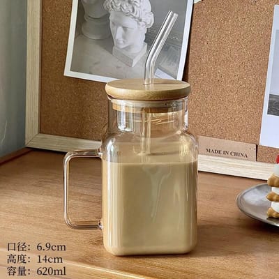 1 stuks 20oz Mason Jar Bekers met Deksel en Rietje Glazen Mokken Iced Coffee Tumbler met Rietje Zomer Drinkware Huis Keuken Artikelen Gereedschap 620ml 20oz