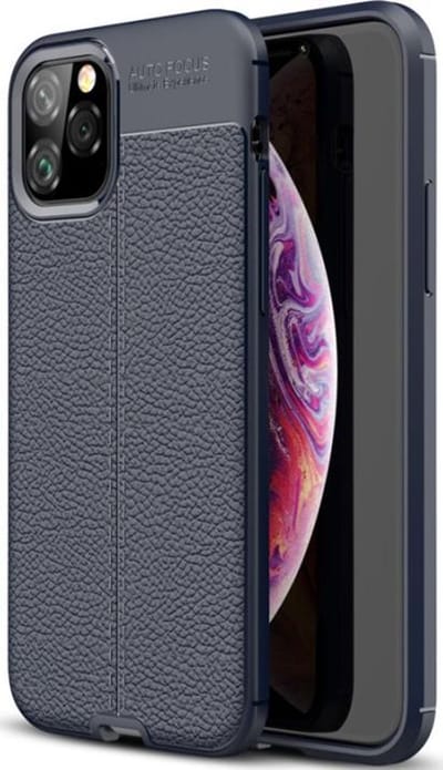 MM&A Flexibele Lederlook TPU Back Cover Case Hoesje geschikt voor Apple iPhone 12 Pro Max – Blauw – Siliconen - Zachte Plastic – Soft Case