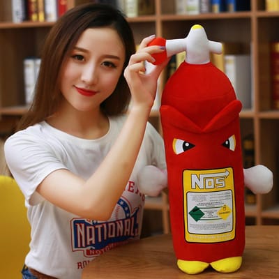 Jouet Peluche Extincteur Simulation Oreillers Doux Nez Bouteille d'Oxyde Nitreux Coussin Appui-tête Dossier Pour Décoration Intérieure