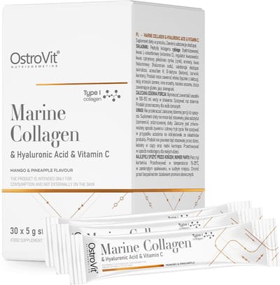 Collageen - OstroVit Marine Collageen + Hyaluronzuur + Vitamine C 5 gx 30 DOOS mango met ananas -