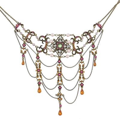 Behave - Art Deco Choker Ketting Dames + Armband - Vintage Antiek Koper Kleur