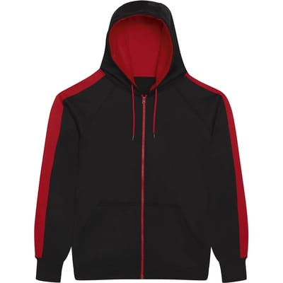 Sports Polyester Zipped Hoodie met capuchon Black/Red - 3XL