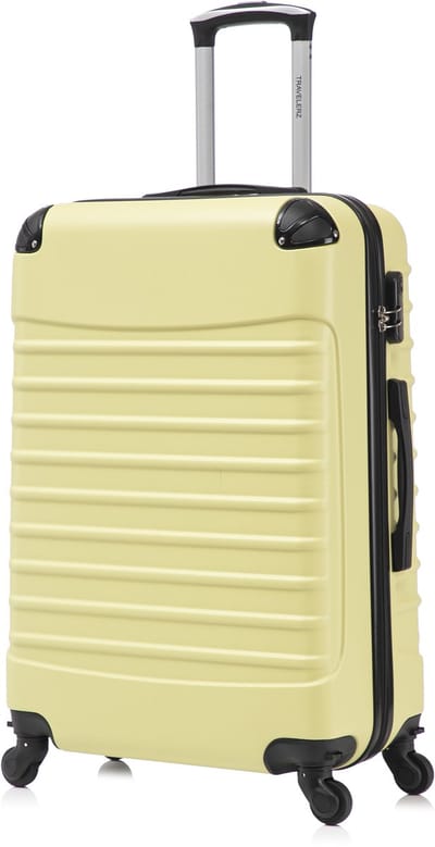 Travelerz Rome Large Koffer – 69L – Lichtgewicht ABS – Spinner – Licht geel – Met Cijferslot
