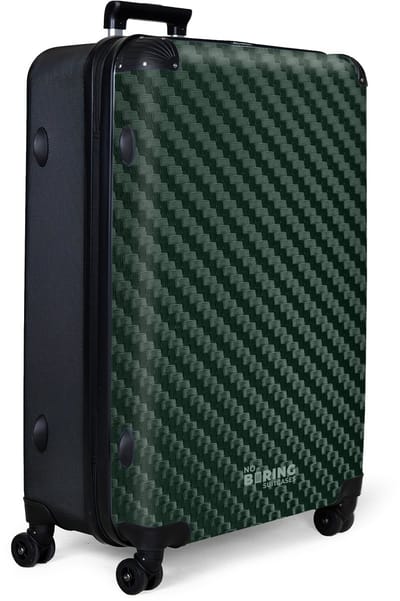 NoBoringSuitcases.com® - Koffer groot - Reiskoffer lichtgewicht - Groene carbonstructuur - Rolkoffer met 4 wielen - Grote trolley XL - 98 - 100 liter bagage