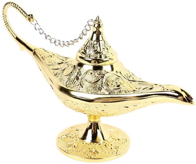Allecto - Magische Lamp - Vintage Arabische Decoratie - Gouden Kleur - Wenslamp voor Verjaardagsfeesten - Unieke sfeer - Geschikt voor Feestdagen -..
