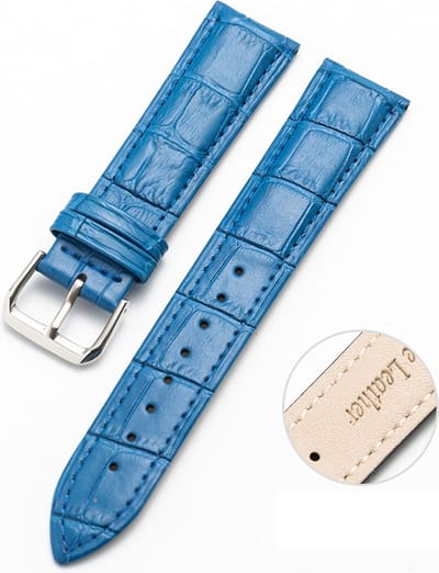 By Qubix - Geschikt voor Garmin bandje - 18mm - Geschikt voor Garmin Venu 3s / Vivoactive 4s / Venu 2s / Vivomove 3s / Forerunner 255s / 265s - Crocodile leren bandje - Blauw