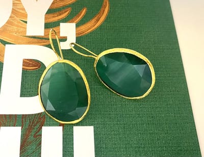Oorbellen cateye steen smaragd groen