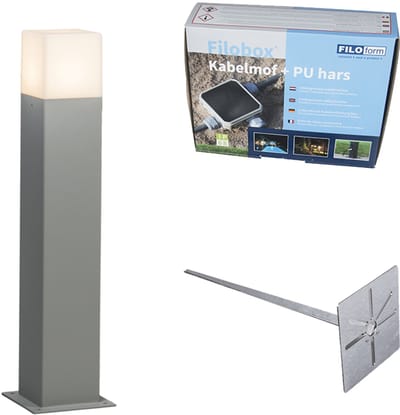 QAZQA denmark - Moderne Staande Buitenlamp | Staande Lamp voor buiten - 1 lichts - H 500 mm - Grijs - Buitenverlichting