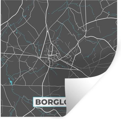 Muurstickers - Sticker Folie - Stadskaart – Grijs - Kaart – Borgloon – België – Plattegrond - 100x100 cm - Plakfolie - Muurstickers Kinderkamer - Zelfklevend Behang XXL - Zelfklevend behangpapier - Stickerfolie