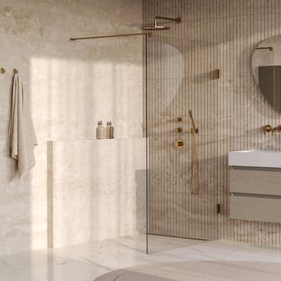 Brauer Void - Inloopdouche - Helder Glas - 110 x 200 cm - incl. Glascoating - PVD Goud Geborsteld