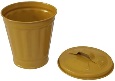 Tafelafvalemmer met deksel - Kleine prullenbak - Kantoor afvalopslag - Robuust metalen materiaal - 6 x 95 cm - Goud