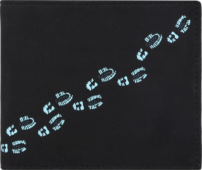 oxmox portemonnee New Cryptan RFID Protect Querscheinbörse Footsteps Print Cyan Black zwart