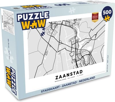 Puzzel Stadskaart - Zaanstad - Nederland - Legpuzzel - Puzzel 500 stukjes - Plattegrond
