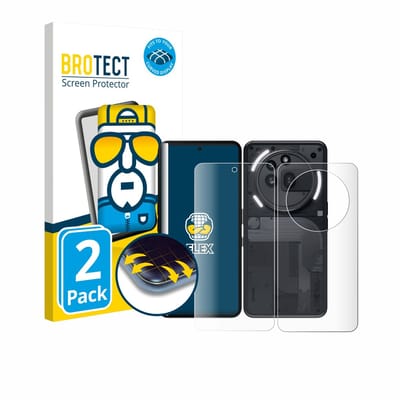 BROTECT - Screenprotector voor Nothing Phone (3a) Pro (Voor+Achter) - Folie Beschermfolie transparant volledig dekking - 2 Stuks