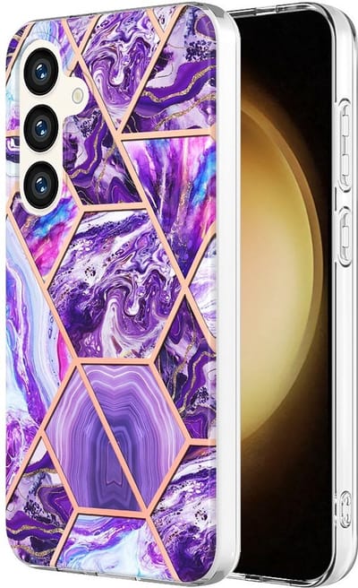 Coverup Hoesje - Geschikt voor Samsung Galaxy S24 Hoesje - Coverup Marble Design TPU Back Cover - Paars
