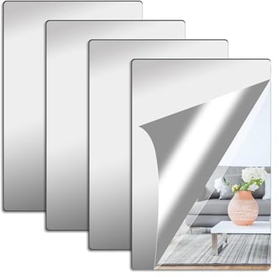 Spiegelfolie 20 x 25 cm - 4 stuks Zelfklevende Acrelle Spiegels voor Wand en Meubels