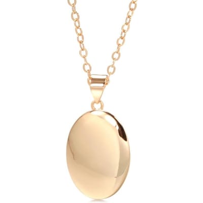 Collier Pendentif Ovale Simple Brillant Mode Couleur Or Rose Femmes Pendentif Charm Bijoux Fins Quotidiens de Haute Qualité beige