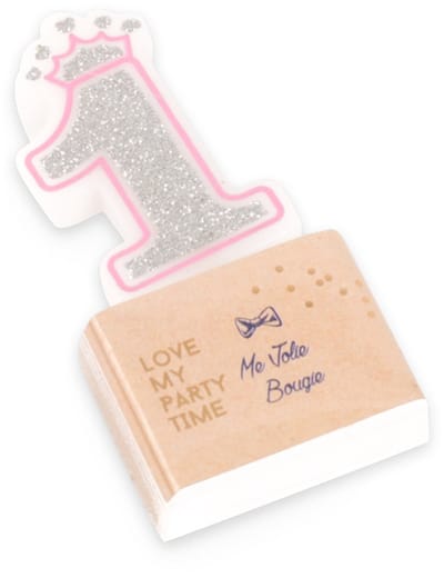 ARTYFETES - Verjaardagskaars cijfer 1 prinses 5,8 cm glitter